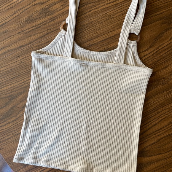 Cream Fitted Ribbed Tank Top - Picture 3 of 3